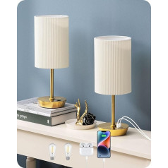 EDISHINE LED naktslampa Touch Dimmable 2 galda lampu komplekts Modernā neliela lampa ar uzlādes funkciju 2 USB pieslēgvietas ar kabeli guļamistabai Dzīvojamā istaba Palodze Dāvana Zelts