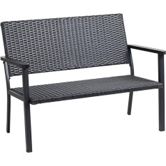 C-Hopetree Outdoor Sofa Chair Outdoor Patio Metal Frame Black All Weather Wicker