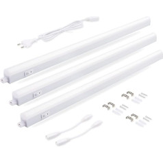 Virtuves LED apgaismojums, 14 W, 87,5 cm, 1250 lm, 4000 K, neitrāli balta bāzes gaismas josla, virtuves lampu apgaismojumam, īpaši spilgti balts, paredzēts virtuves skapītim, pagarināms ar spraudņu sistēmu (3 gabali)