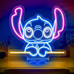 Lilo Stitch Lamp neona nakts gaisma, Anime Stitch neona zīme, LED zīmes neona gaisma, LED sienas apdare neona zīme, sienas spēļu istaba, meiteņu istabas apdare, dzimšanas dienas dāvana