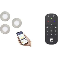 EGLO connect.z Smart-Home Fueva-Z 3 LED iegremdējamo vannas istabas prožektoru komplekts, diametrs 85 mm, ar tālvadības pulti, balss vadību, Alexa, silti balta/auksti balta, aptumšojama, 3 metāla iebūvētie prožektori,