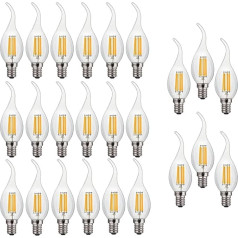 ZYUJIA E14 6W Dimmable LED spuldzes (ekvivalents 60W) 24 Packs C35 LED Candle Bulb 600LM 2700K Warm White Vintage Light Bulb Enerģijas taupīšanas kandelabra lampas, 360° gaismas leņķis