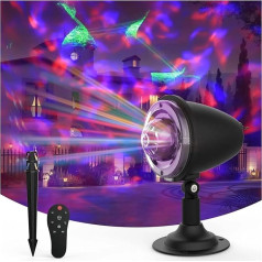 Tragbare Weihnachtsprojektorlichter, 2 In 1 Halloween Projektor Licht Outdoor Wasser Welle Scheinwerfer Wasserdicht Projektor for Weihnachten Indoor Party Garde Hd-Bild Und Einfache Installation