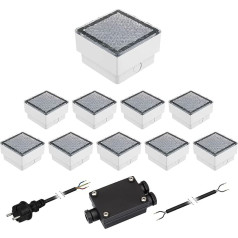 ledscom.de 10 LED bruģakmens CUS grīdas lampu komplekts ārtelpai, auksti balta, 230 V, 10 x 10 cm