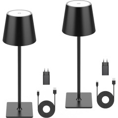 Mojimdo 64 LED lampas Akku USB Aufladbar | Stufenlose Touch | Quick Charge | 1700K-6000K | Aluminium Lampe | Kabellose Tischleuchte für Wohnzimmer, Restaurant, Bars - 2er Pack