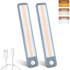 MERTTURM 25 cm zemgaismas gaisma virtuvei 96 LED, 3 krāsu temperatūras, dimmējama LED lente ar kustības sensoru, 2000 mAh uzlādējams skapja apgaismojums, LED sensora gaisma virtuvei, skapim, skapim,