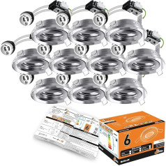 10 x GU10 Swivelling Downlight Polished Chrome Brite-R LED Spotlight Recessed Ceiling Light Sheet Steel IP20 Halogen Compatible CE Approved Easy Installation Bulb Not Included