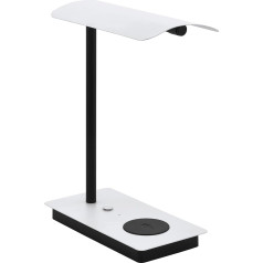 EGLO Arenaza LED Table Lamp, 1-Bulb Desk Lamp with Touch, QI Charging Station, Dimmable, Table Lamp, Office Lamp Made of Metal in White, Black, LED Desk Lamp Warm White