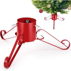 Liliful Weihnachtsbaumständer für lebenden Baum, stabiler Metall, kleiner Baumständer, elegant, strapazierfähig, passend für 2,5 m, echte Weihnachtsbaumdekoration (rot)