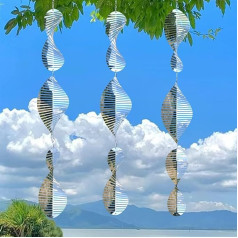 Vogelschreck aus Edelstahl, 3D-reflektierende Helix-Windspinner, Vogelreflektor und funkelnde Metall-Outdoor-Gartendekoration, Skulptur, Ornamente, Abschreckung, um Tauben vom Hof zu erschrecken,