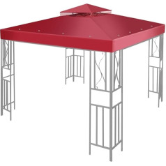 Flexzion 12' x 12' Gazebo Canopy Top Cover (Red) - Двухуровневый верхний аксессуар для палатки с ровным краем из полиэстера с защитой от воды UV30 для открытого па