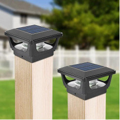 GEYUEYA Home Solar Post Lights Outdoor IP65 ūdensizturīgs saules žoga stabs 3x3 4x4 koka stabam terases dārza pagalma dekorēšanai Pack of 2