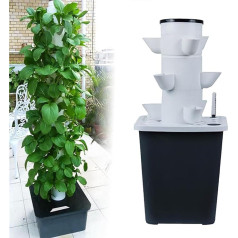 QAZWSXED 30 podi hidroponikas tornis dārza hidroponiskās audzēšanas sistēma Aeroponics Growing Kit für Kräuter, Obst und Gemüse mit Hydratationspumpe, Adapter, Netztöpfen, Timer für Kräuter, Obst und Gemüse