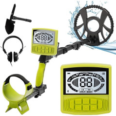 Autolock Metal Detector Kit (for Adults and Kids), Premium Professional Metal Detector, Multi-mode Switchable, Waterproof Coil, High Accuracy, with Digging Shovel and Headphones, Green