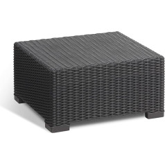 Allibert by Keter California Gartentisch aus Kunststoff, Beistelltisch für Garten, Terrasse & Balkon, runde Rattanoptik, quadratisch, Graphit, 68 x 68 x 35 cm