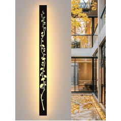 Ginkgo LED sienas lampas āra garā sienas lampa melna gara IP65 ūdensnecaurlaidīga 3000 K 40 W Alumīnija sienas lampas dārziem, terases, terases, dzīvojamās istabas iekštelpu sienas lampas, 115 cm, āra gaisma