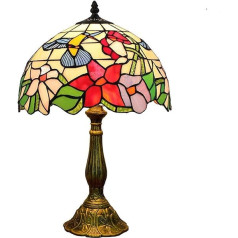 Hobaca® Tiffany vitrāžas galda lampa Kolibri zieds nakts lampa Vintage E27 galda lampa Retro guļamistabai Dzīvojamā istaba Art Deco dizaina lampa