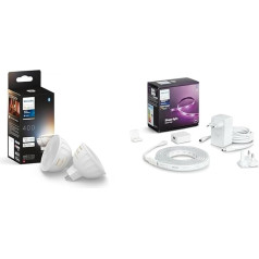 Philips Hue White Ambiance MR16 LED spuldze un baltas un krāsainas gaismu lentes komplekts ar pamatni V4 2 m