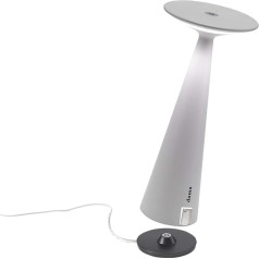 Zafferano Dama Pro Dimmable LED galda lampa, alumīnija, IP54, piemērota lietošanai iekštelpās un ārpus telpām, ar USB pieslēgvietu mobilo ierīču uzlādei, H 29 cm, ES kontaktdakša - balta