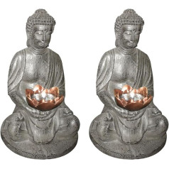 etc-shop LED saules Buddha āra dārza saules gaismas pelēks augstums 28 cm