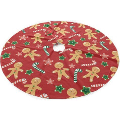 LANEABUY Cute Santa Gingerbread Man Holiday Party Candy Tree Skirt Double Layer Thick Ziemassvētku eglīte Mat Holiday Party Dekorācijas Ziemassvētku eglītes svārki 36 collu