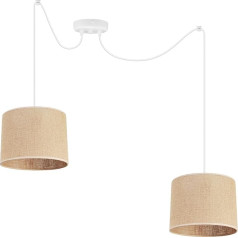 Light-Home Juta piekaramais gaismeklis - Griestu gaisma - Metāla piekaramais gaismeklis ar auduma abažūru - E27 - 2 spaiņi 20 cm - Balta pamatne - Juta