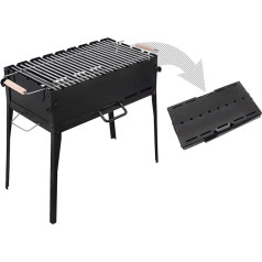 Charcoal Grill Foldable Steel (2 mm) with Cooking Grate - Mangal Grill for 8 Skewers for Shashlik, BBQ (Folding Grill)