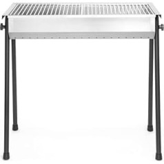 HENDI Holzkohlegrill, inkl 2 roste von je 345x345mm, Model Patio, mit abnehmbaren Füßen, Bräter, BBQ, nur für Verwendung im Aussenbereich, 770x380x(H)760, Edelstahl 18/0