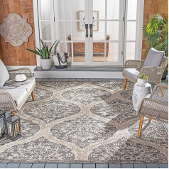 SAFAVIEH Courtyard Collection CY8511 Teppich, für Innen- und Außenbereich, fusselfrei, für Terrasse, Hinterhof, Veranda, Mudroom, 2,4 x 2,9 m, Schwarz / Grau