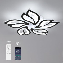 Comely LED Deckenleuchte Dimmbar, 45W Modern Deckenlampe Schwarz Wohnzimmerlampe mit Fernbedienung, Creative Blumenform LED Deckenbeleuchtung für Schlafzimmer Esszimmer Arbeitszimmer, Ø60CM