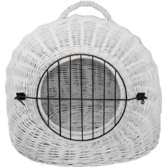 Damian-Wiklina Wicker Basket with Grid and Carry Handle / Transport Basket / Transport Cave / 50 x 40 x 45 cm - White - Manufacturer