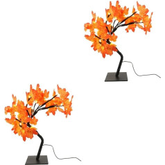 Garneck Bonsai Tree Light Pack of 2 LED Maple Tree Light Sparkling Tree Table Top Autumn Tree Illuminated Trees LED Decoration Table Decoration Upholstery Trim Lamp for Bedroom