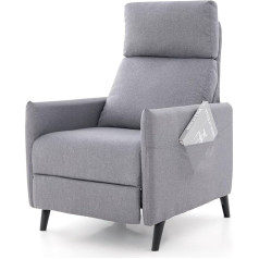 Costway Krēsls ar regulējamu atzveltni un kāju balstu, 2 žurnālu kabatas, lina auduma atpūtas krēsls, vienvietīgs dīvāns viesistabai, guļamistabai, gaiši pelēks