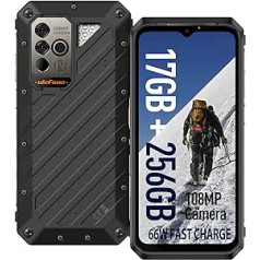 Ulefone Power Armor 19 Outdoor Mobile Phone (2023), 17GB + 256GB/2TB SD Android 12 108MP + 16MP kamera 9600mAh 66W Quick Charge 6,58 collu FHD+ ar temperatūras mērīšanu, 4G Dual SIMF IP68 NFC/SIMF IP68