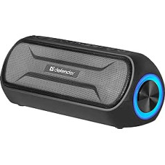 Defender Bluetooth Box Izbaudiet S1000 ar LED gaismu, stereo skaņu, pārnēsājamu skaļruni ar jaudīgu basu, mūzikas kastīti ar integrētu mikrofonu mājām un ceļojumiem, melnu