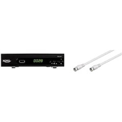 Xoro HRS 8660 Digital Satellite Receiver with LAN Connection Black & Goobay 50737 Sat Connection Cable, Antenna Cable, Coaxial Cable, F-Connector to F-Connector, Double Shielded, 1.5 m, 80 dB, White