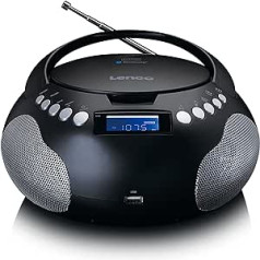 Lenco SCD-331 - Portatīvais CD radio - Bluetooth - USB ports - Programmējama celiņa atmiņa - PLL FM radio - LCD displejs - AUX ieeja - melns