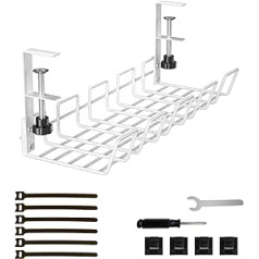 Kabeļu vadība zem rakstāmgalda Zem rakstāmgalda Kabeļu kanāls rakstāmgalds 38 cm, izturīgs galda kabeļu turētājs kabeļu organizēšanai, kabeļu turētājs, kabeļu paliktņu galds rakstāmgaldiem, birojiem un virtuvēm, balts