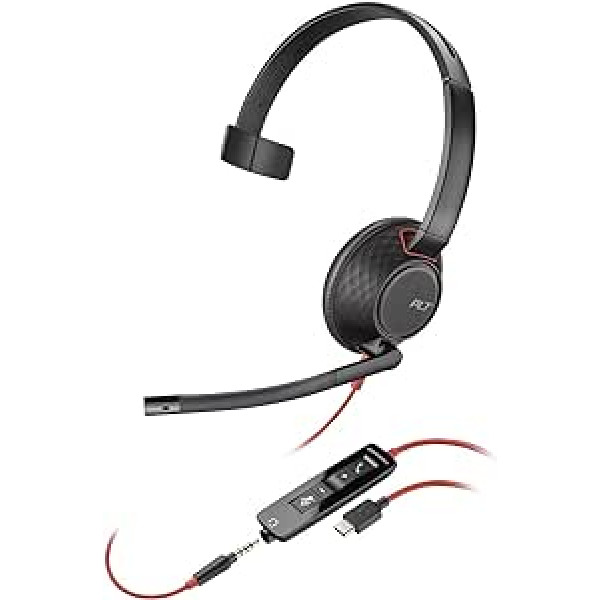 Plantronics Blackwire C5220 stereoaustiņas USB C savienotājs personālajam datoram, 3,5 mm, melns