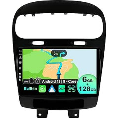 BXLIYER — 6G+128G — Android 12 IPS automašīnas radio piemērots Fiat Freemont Dodge Journey Leap (2012-2020) — bezvadu CarPlay/Android Car/DSP — LED kamera un mikrofons — 9 collu 2 DIN — DAB SWC ātrās palaišanas 360 grādu kame