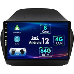 Automašīnas radio stereo GPS Sat Nav 2 DIN Android 12 priekš Hyundai Tucson 2 LM IX35 2009-2015 — bezmaksas atpakaļgaitas kamera + MIC — 10 collu IPS — atbalsta DAB/SWC/WiFi/Bluetooth/Carplay/USB/RDS-4G+64G