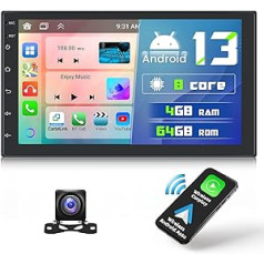 4G 64G Android13 bezvadu Carplay automašīnas radio dubultā DIN ar navigāciju 7 collu IPS skārienekrāns 8 kodolu automašīnas radio 2 Din ar Bluetooth WiFi FM RDS DSP Android automašīnas balss asistenta laika prognoze