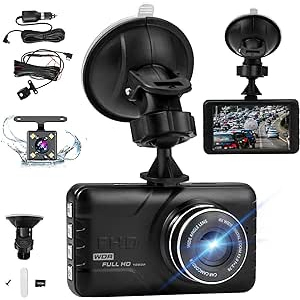 Dash Cam automašīnai, Wi-Fi GPS automašīnas kamera, 32 GB Dash Cam 1080P FHD, WDR 170° platleņķis, G-sensors, cilpas ierakstīšana, atpakaļgaitas parkošanās monitors ar infrasarkano nakts redzamību