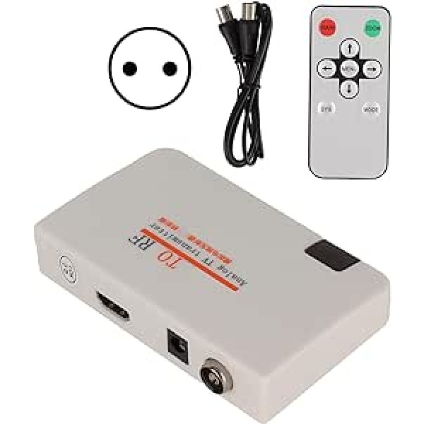 HDMI–RF adaptera pārveidotājs, koaksiālais adapteris, digitālais signāls, 1080P ieeja, RF analogā signāla izvades pārveidotājs ar tālvadības pulti spēļu konsoles televizora kabeļa kārbai (EU spraudnis)