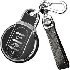 ontto Car Key Case Piemērots BMW Mini Key Case TPU Silikona aizsargvāciņš priekš Mini F54 F55 F56 F57 F60 Cooper SD Works Clubman Cabrio Countryman Tālvadības pults piederumi 3 pogas Melns