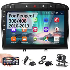 Podofo Android Car Radio GPS priekš Peugeot 308 408 2009-2013, 9 collu skārienekrāns WiFi Bluetooth FM RDS radio Mirror Link USB auto navigācijas video stereo atskaņotājs Peugeot 308 + atpakaļgaitas kamera