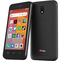 TTfone TT20 viedais 3G mobilais tālrunis ar operētājsistēmu Android GO — 8 GB — divas SIM kartes — 10,2 cm skārienekrāns — maksā līdzi ejot (Vodafone PAYG)