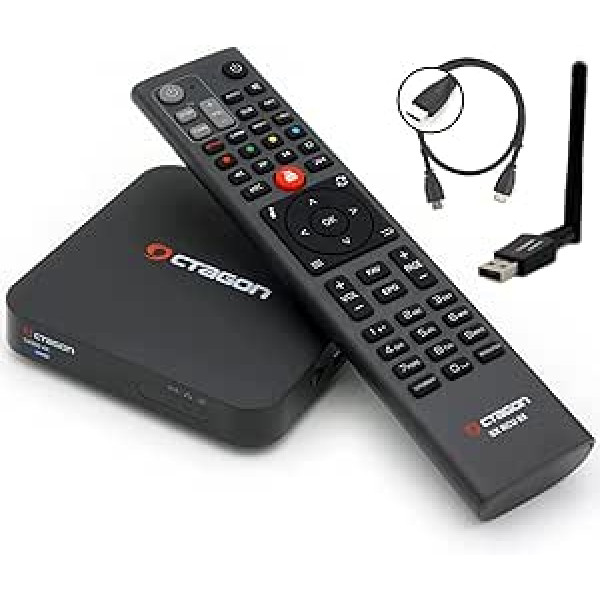 Octagon SX988+600Mbit WiFi Stick + HM-SAT HDMI kabelis, 4K UHD Smart TV straumēšanas kaste ar 2 operētājsistēmām: definējiet OS+E2 Linux, Sat IP TV uztvērēju, multivides bibliotēku, YouTube, interneta radio, multiboot,