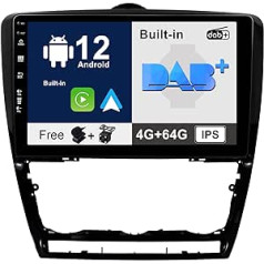 SXAUTO — iebūvēts DAB — Android 12 IPS automašīnas radio, kas paredzēts Skoda Octavia (2006.–2014. gads) — iebūvēta Carplay/Android automašīna — LED kamera + mikrofons — 4G + 64G — 360 CAM stūres vadība, ātra palaišana