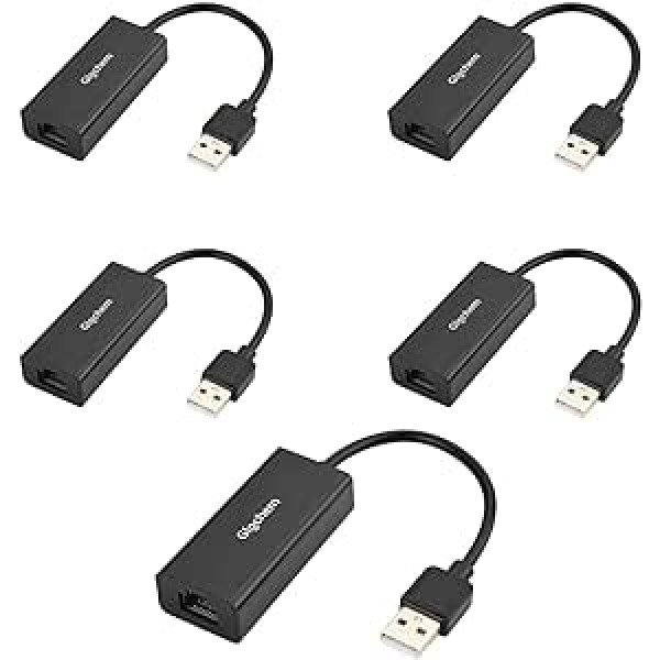 USB 2.0 to Ethernet Adapter USB to RJ45 Adapter with Support for 10/100Mbps Ethernet Network for Windows/Mac OS, Surface Pro/Linux (Dark Black)